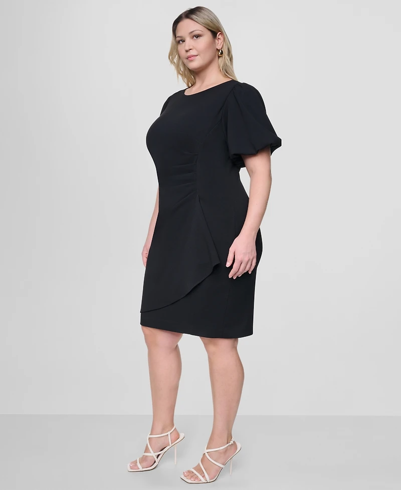 Dkny Plus Jewel Neck Bubble Sleeve Sheath Dress