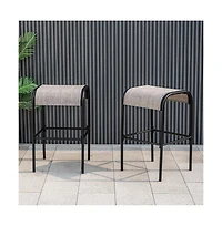 Boyel Living Set of 2/4 Patio Metal Bar Stools with Curved Fabric Seat-Set of 2