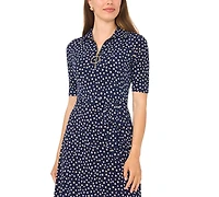 Msk Women's V Neck Collar and Trim Midi Dress