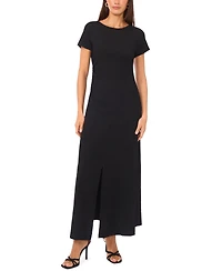 Msk Women's Short Sleeve Side Ruched Assymmetrical Maxi Dress