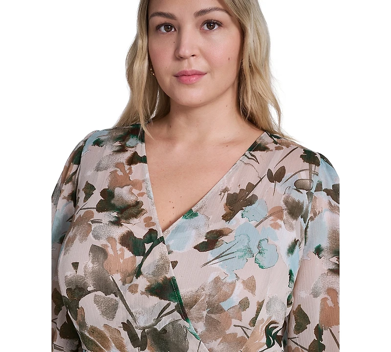 Calvin Klein Plus Surplice V-Neck Midi Dress