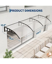 gaomon 40"x120" Window Awning Canopy Exterior, Polycarbonate Cover, for Door Entrance, Clear