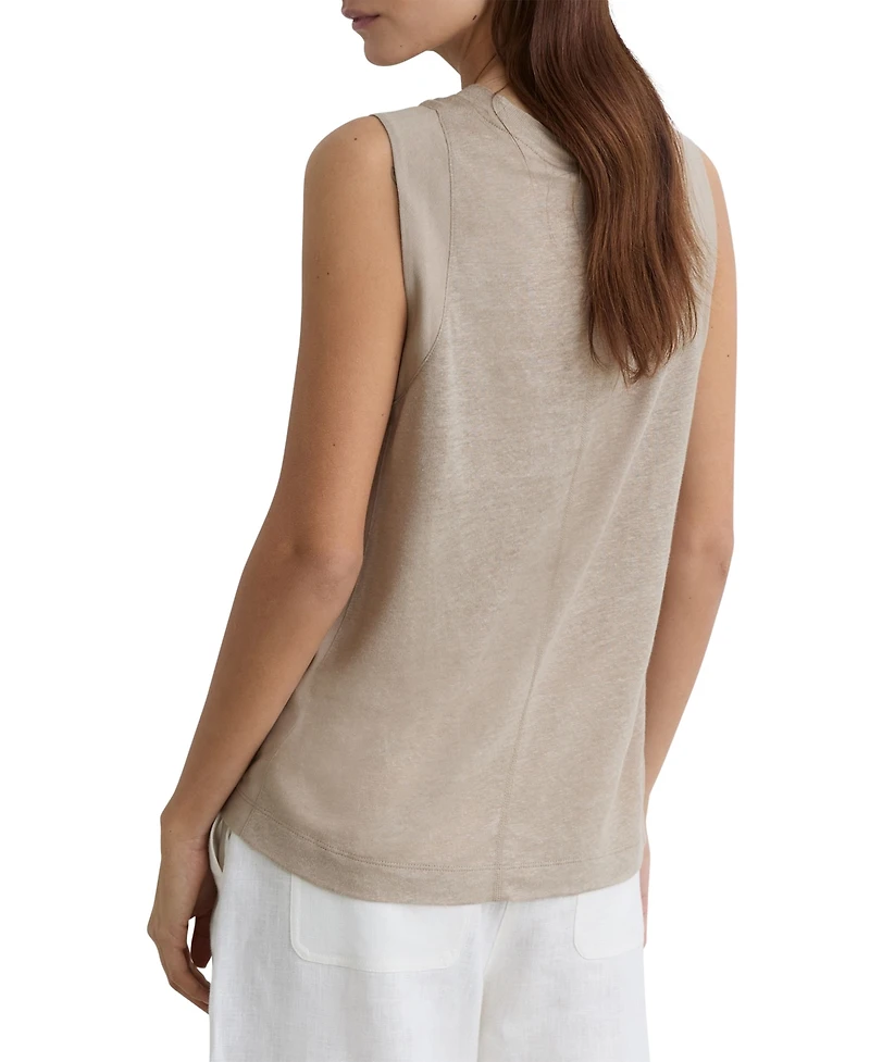 Reiss Women's Amy Crew Neck Linen Top