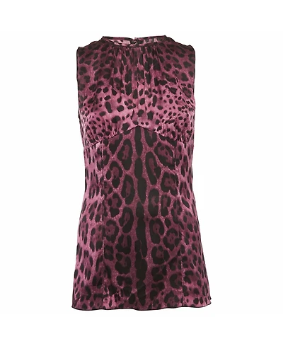 Pre-Owned Dolce & Gabbana Women's Leopard Print Satin Top