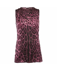 Pre-Owned Dolce & Gabbana Women's Leopard Print Satin Top