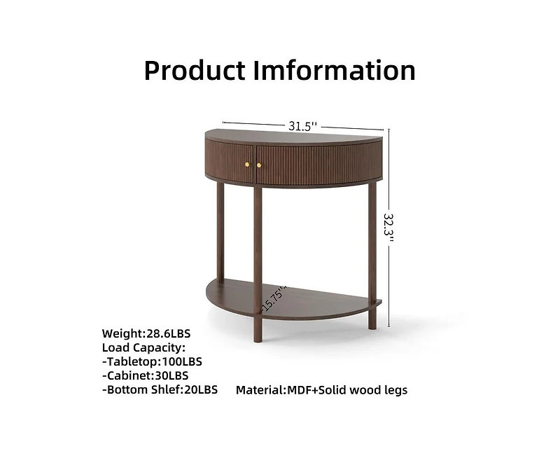 sumyeg 31.5" Corner Cabinet Side Table with 2 Storage Drawers and Bottom Shelf