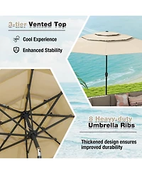 Sugift 10 feet 3 Tier Vented Patio Umbrella with Push Button Tilt