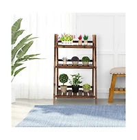 Yaheetech 3-Tier Folding Wooden Flower Pot Stand Flower Display Shelf