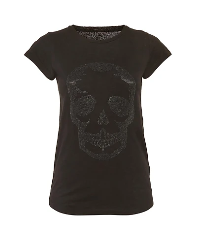 Pre-Owned Zadig & Voltaire Women's Jersey Skinny Skull Studs T-Shirt