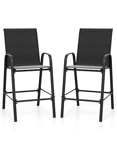 Sugift Outdoor Bar Stools Set of 2 29 in Fabric Bar Height Stools with Armrests