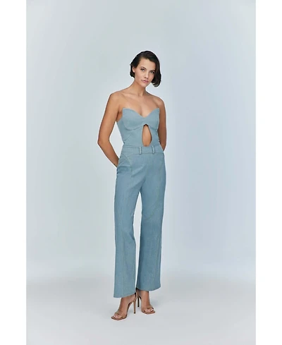 Jendue Women's Marvel Maxi Denim Jumpsuit - Strapless, Cut-Out