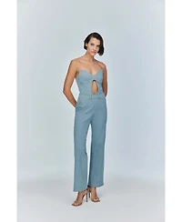 Jendue Women's Marvel Maxi Denim Jumpsuit - Strapless, Cut-Out