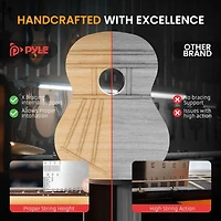 Pyle Beginner Acoustic Guitar Kit, 30" 1/4 Junior Size All-Wood Nylon String Guitar with Capo, Gig Bag, Strap & Strings, Sunburst