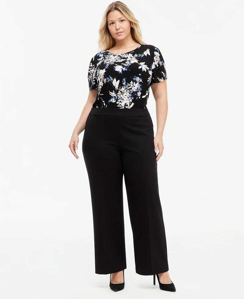 Anne Klein Essentials Plus Pull-On Wide-Leg Pants