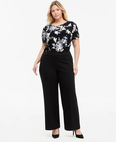 Anne Klein Essentials Plus Pull-On Wide-Leg Pants