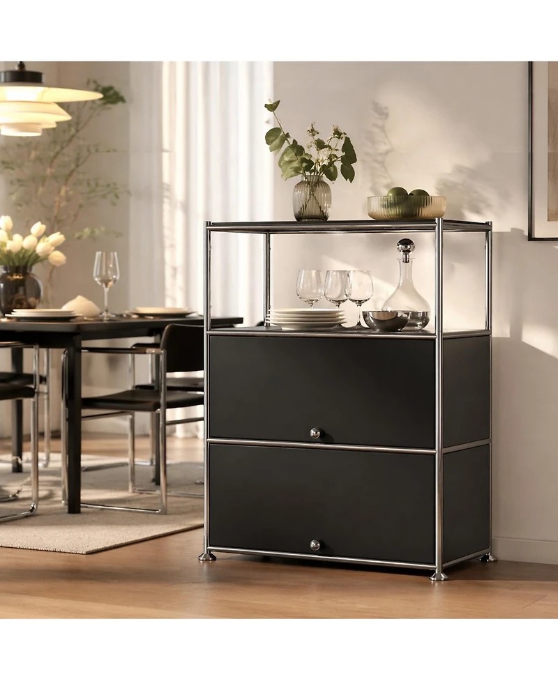 Mega Casa 3-Tier Storage Cabinet Metal Shelving Unit – Multi-Functional Kitchen Organizer, White