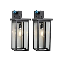 Busdays 2 Pack 20 Inch Modern Outdoor Wall Lantern Black Metal Clear Glass with Ambient Light Sensor Weatherproof Sconce Garage Entryway E26 Bulb