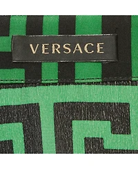 Pre-Owned Versace Women's Geometric Greek Print Silk Long Sleeve Shirt