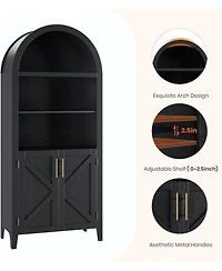 gaomon Arched Kitchen Pantry Cabinet, 5-Tier Open Shelf with Textured Finish, Farmhouse Storage for