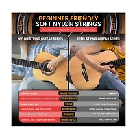 Pyle 30" 6-String Left-Hand Classical Acoustic Guitar for Beginners & Adults with Accessory Kit