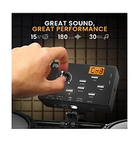 Pyle Electronic Drum Set 4 Quiet Mesh Pads 180 Sound Styles 3 Cymbals 2 Pedals Throne Headphones Usb Midi for Beginners
