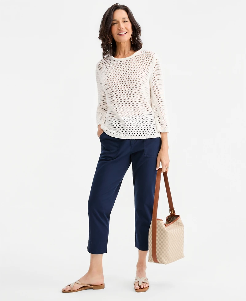 Style & Co Women's Open-Stitch 3/4-Sleeve Sweater, Macy's Exclusive