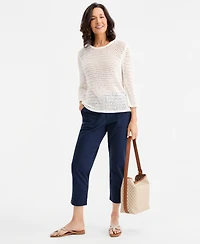 Style & Co Women's Open-Stitch 3/4-Sleeve Sweater, Macy's Exclusive