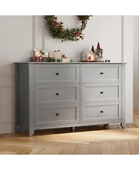 gaomon Modern 6 Drawer Wood Dresser with Nickel Handles, Deep Storage Chest