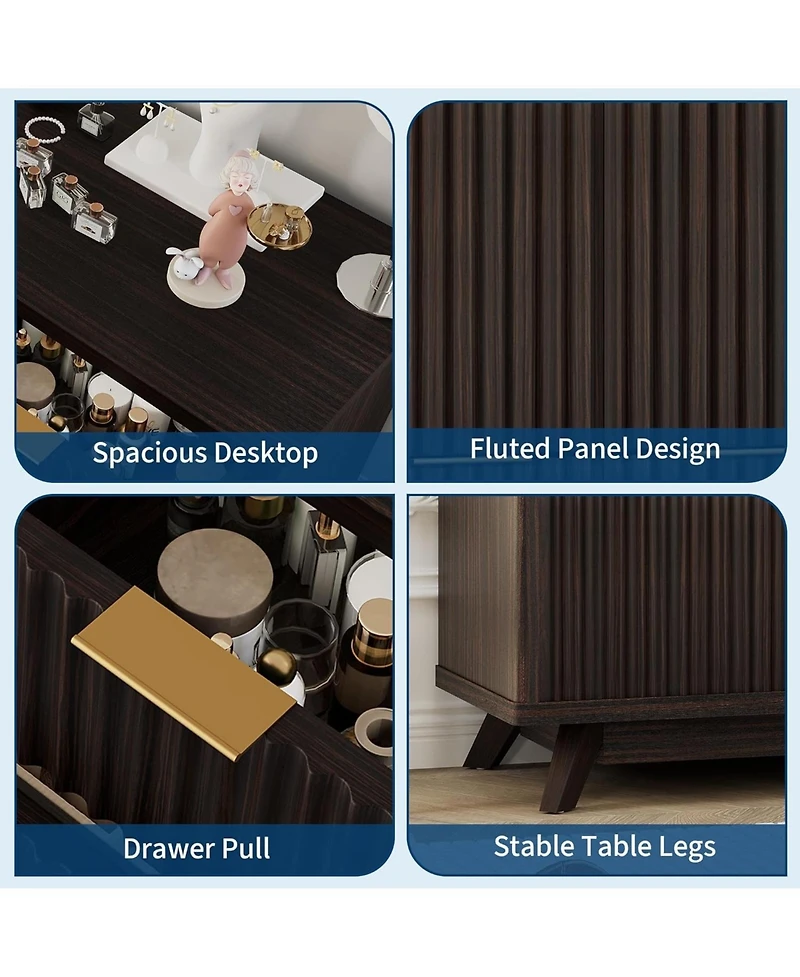 gaomon 8 Drawer Curved Wood Dresser with Handles, Closet Storage Cabinet & Tv Stand for Bedroom