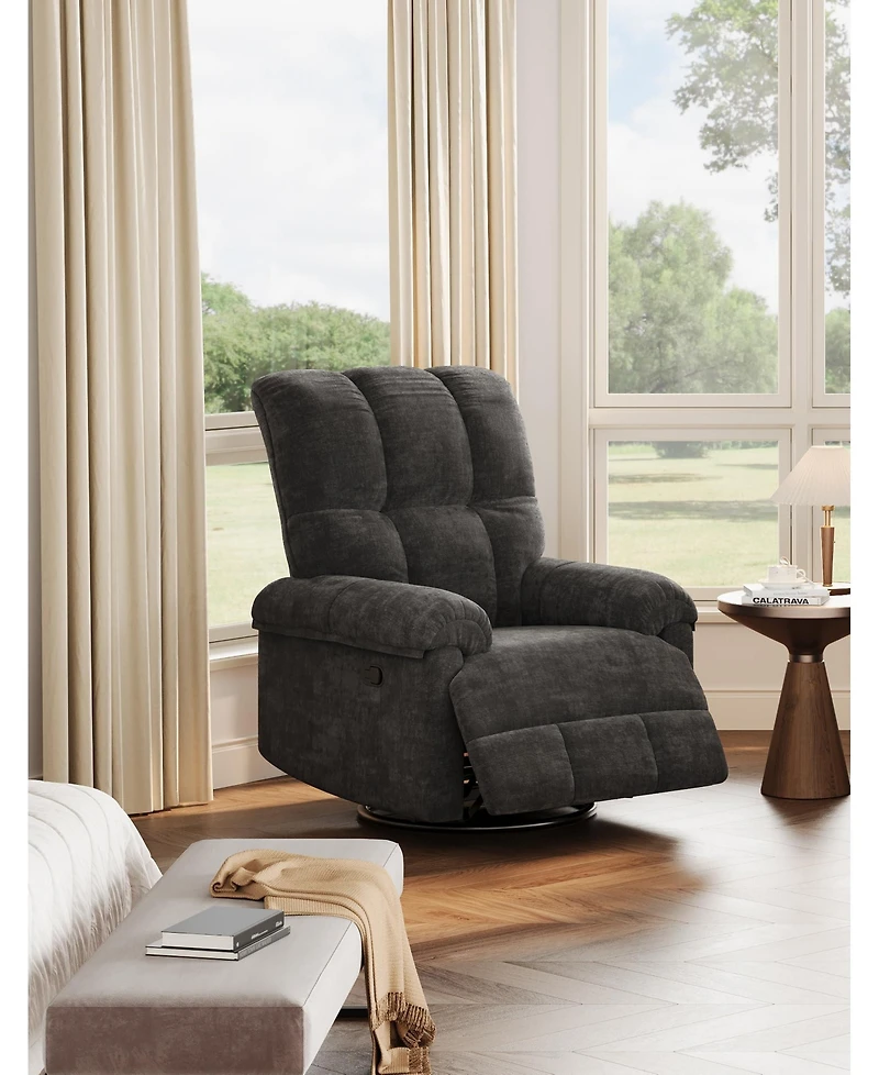 gaomon Manual Recliner Chair, Comfy Swivel Rocker Chair for Adults, Ergonomic High Back Silent Nursery Glider