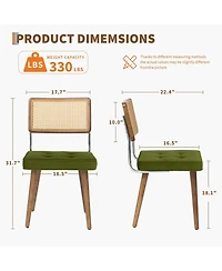 gaomon Rattan Dining Chairs Set of 2, Modern Boho Kitchen Chairs with Solid Wood Back & Legs, Upholstered Seat, Ideal for Dining Room.