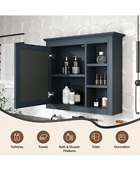 Phying Modern Wall Mounted Medicine Cabinet Bathroom Storage Cabinet with Mirror and 3 Open Shelves