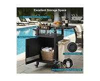 sumyeg 33.9-Inch Outdoor Grill Cart with Drop Leaf, Stainless Steel Top, Storage Cabinet and Wheels