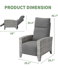 gaomon Outdoor Reclining Patio Chair with Adjustable Backrest & Footrest, All Weather Wicker Chaise Lounge with Air Pump, 150degree(s) Lay Flat Design