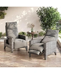 gaomon Outdoor Reclining Patio Chair with Adjustable Backrest & Footrest, All Weather Wicker Chaise Lounge with Air Pump, 150degree(s) Lay Flat Design