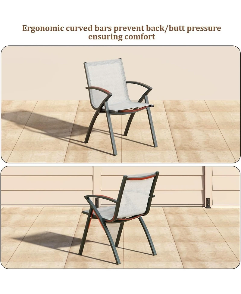 gaomon Modern Aluminum Outdoor Dining Chair- Quick-Dry Textilene- Ergonomic for Patio Poolside Restaurant