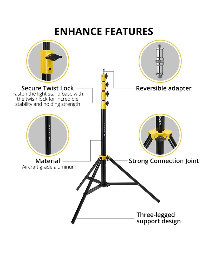 Glow 48 inch Ez Lock Octa Quick Xl Bowens Softbox, Bundle with 9.5 inch Air Cushioned Light Stand