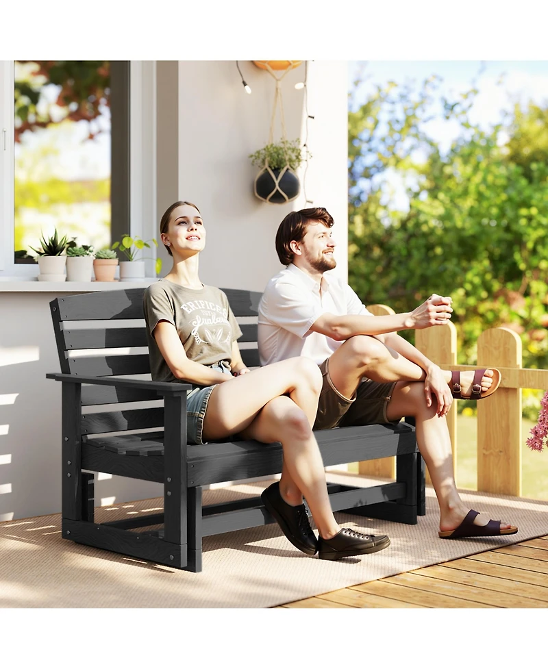 Outsunny Patio Glider Bench, Hdpe Outdoor Glider Loveseat