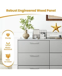 Gouun 6-Drawer Storage Cabinet with Metal Legs and Anti-Toppling Devices, 47 x 18 x 30.5