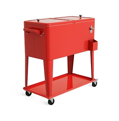 Boyel Living 80 Quart Outdoor Patio Rolling Steel Construction Cooler