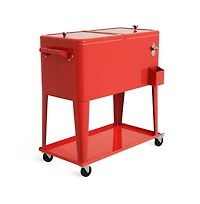 Boyel Living 80 Quart Outdoor Patio Rolling Steel Construction Cooler