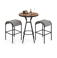 Boyel Living 3 Pieces Outdoor Round Bar Table Set with 1.6 Inches Umbrella Hole