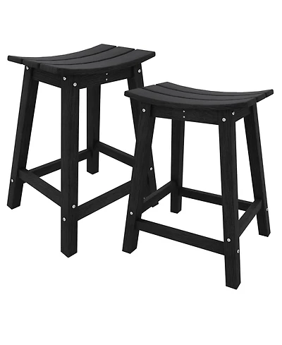 gaomon Weatherproof Hdpe Bar Stools Set - Outdoor Counter Height Patio Chairs, Heavy Duty Resin, Ergonomic Footrest, Non-Slip, for Garden, 2-Pack