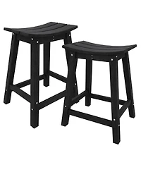 gaomon Weatherproof Hdpe Bar Stools Set - Outdoor Counter Height Patio Chairs, Heavy Duty Resin, Ergonomic Footrest, Non-Slip, for Garden, 2-Pack