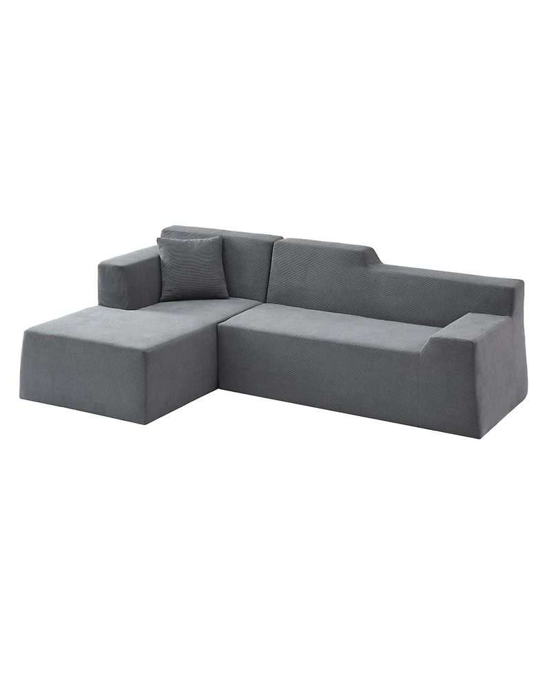 Streamdale Furniture Modern minimalist L-shaped corduroy high back sofa