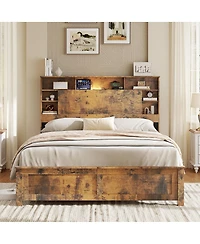 Streamdale Furniture Platform Bed with Storage Headboard and Charging Station
