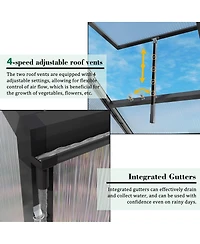 Streamdale Furniture Gain height 10x12 Ft Aluminum All Season Greenhouse with Polycarbonate Panels