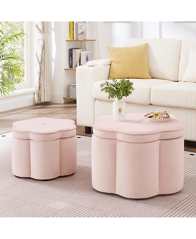 Streamdale Furniture Velvet Storage Ottoman Set of 2