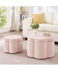 Streamdale Furniture Velvet Storage Ottoman Set of 2