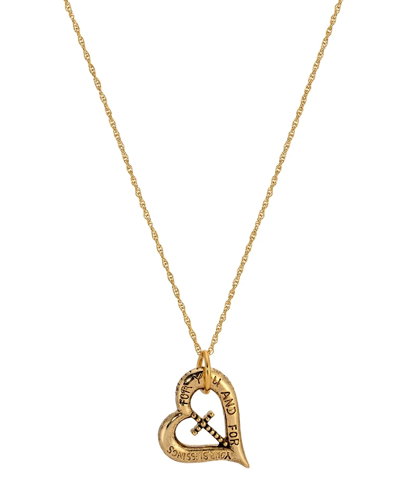 Symbols of Faith Gold-Tone Heart Cross 18" Necklace